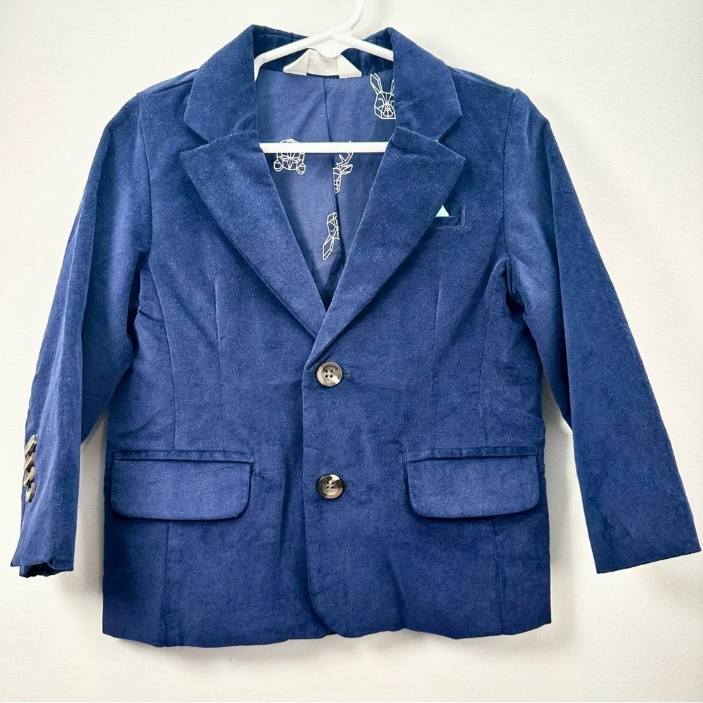 Cat & Jack Blue Velvet Blazer Jacket, Holiday, Formal, 2T